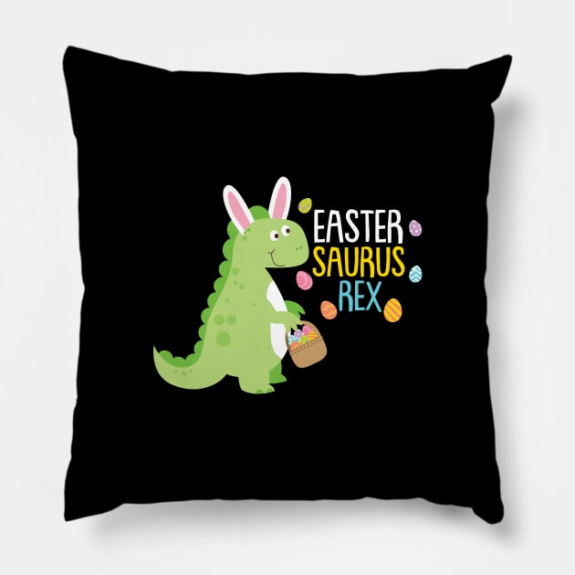 Easter Saurus Rex Easter Bunny Dinosaur Pillow by BUBLTEES