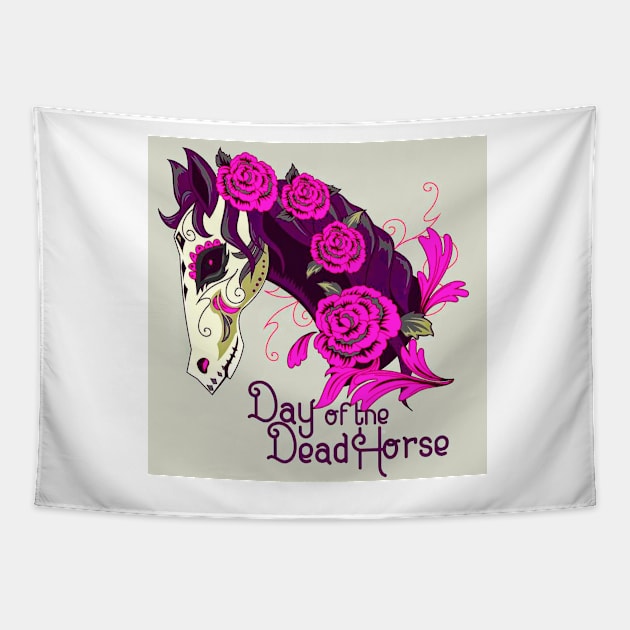 Horse Face illustration with sugar Skull Tapestry by TheSkullArmy