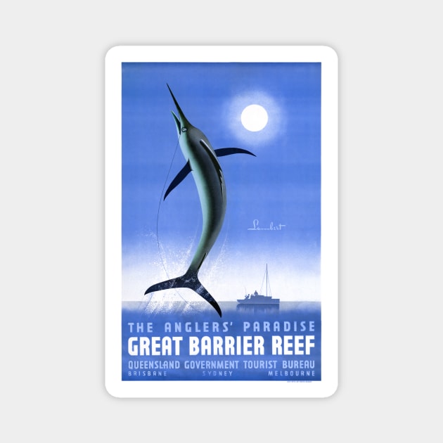 Vintage Travel Poster Australia Great Barrier Reef Magnet by vintagetreasure