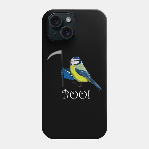 Blue Tit Scythe Bird Funny Halloween Ornithologist Gift Phone Case by jzbirds