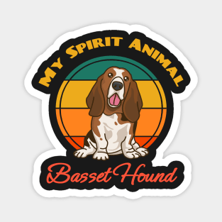 Basset Hound My Spirit Animal Dog puppy Lover Cute Sunser Retro Funny Magnet