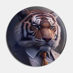 Adorable Tiger Wearing a Suit: Cute Wildlife Animals Pin