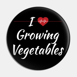 I Love Growing Vegetables Cute Red Heart / Heartbeat Pin