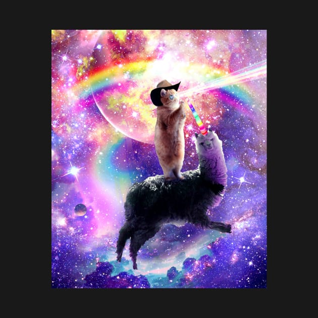 Laser Galaxy Space Cat On Rainbow Llama Unicorn by Random Galaxy