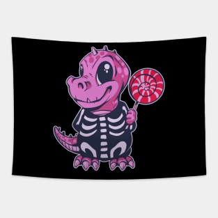 Adorable Pink T-Rex Dinosaur Holding a Popsicle! Tapestry