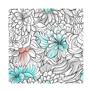 Intricate Lineart Blooms T-Shirt