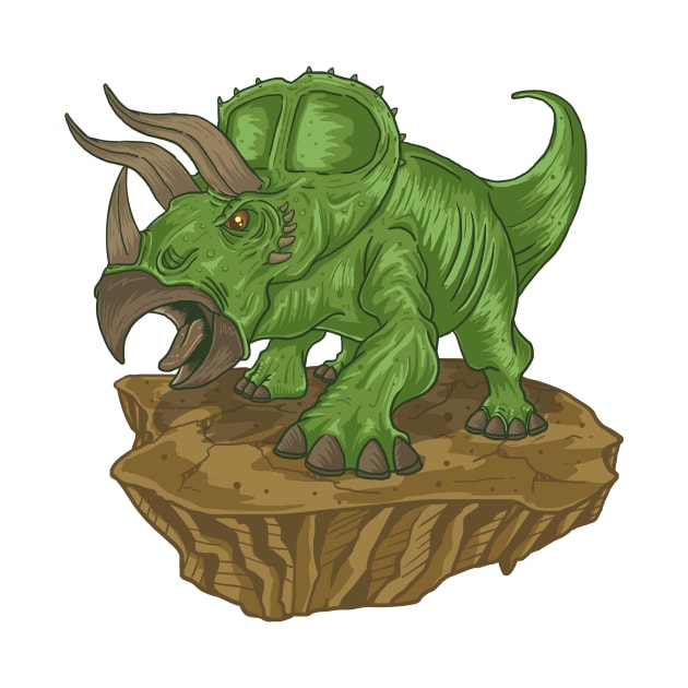 Cute cartoon triceratops is screaming by leenhat