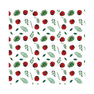 Ladybugs And Leaves Pattern T-Shirt