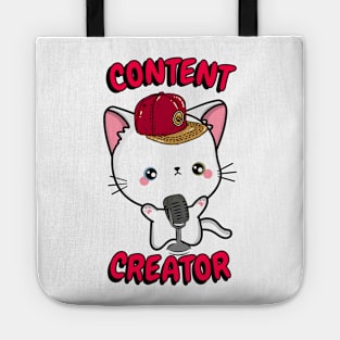 Cute White cat is a content creator Tote