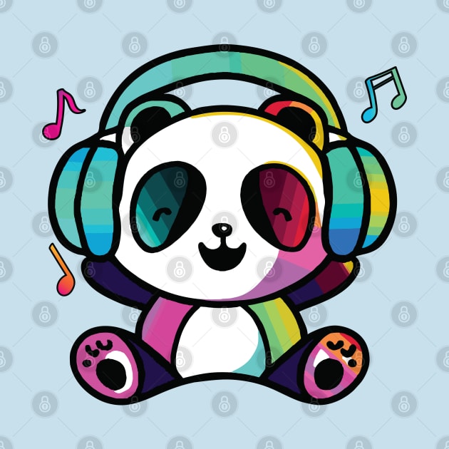 Happy Panda Bear with headphones by SPJE Illustration Photography