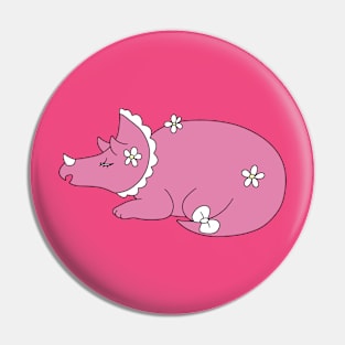 Pink Flowery Triceceratops Pin