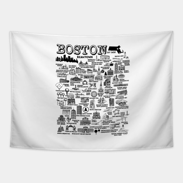 Boston Map Tapestry by fiberandgloss