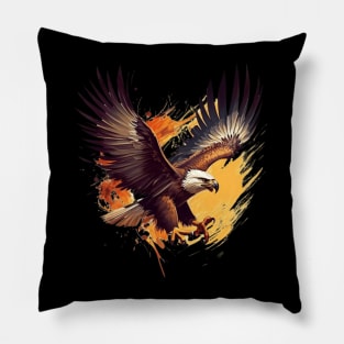 A fierce eagle swooping down on its unsuspecting prey Pillow