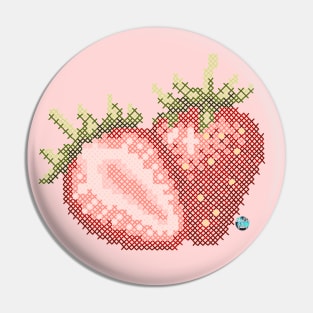 Strawberry Cross  Stitch Pin