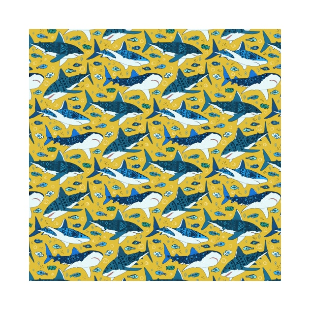 Sharks on Mustard - Pattern by TigaTiga