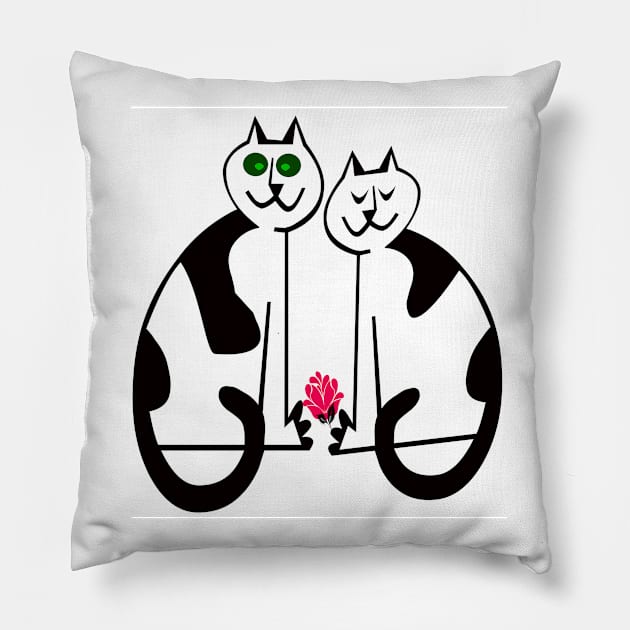 cats with girlfriends Pillow by mobilunik