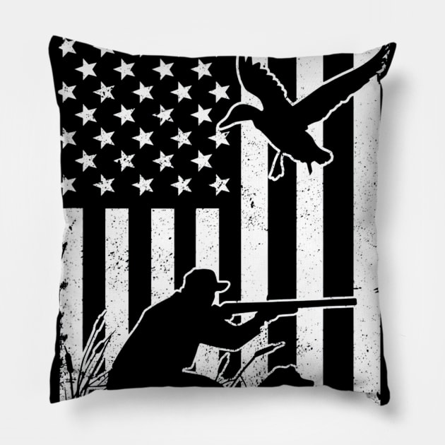 Duck Hunting USA Flag Waterfowl Geese Pillow by Kiwistore