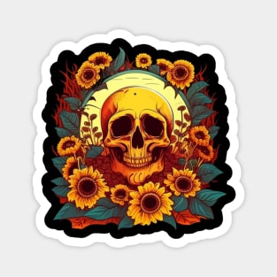 Skull with sunflower Magnet
