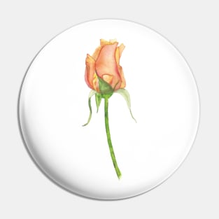 Orange Rosebud, watercolor Pin