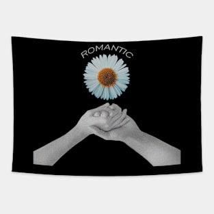 Design of hands holding together with flowers on top Tapestry