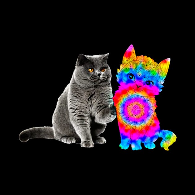 tie dye  pattern cat :different friends colorful by totoksaraf