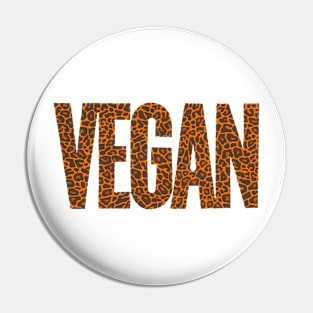 Vegan Word Art T-Shirt | Bright Orange Animal Print Letters #3 Pin