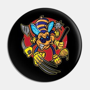 Cartoon Killer Bee with weapons Pin