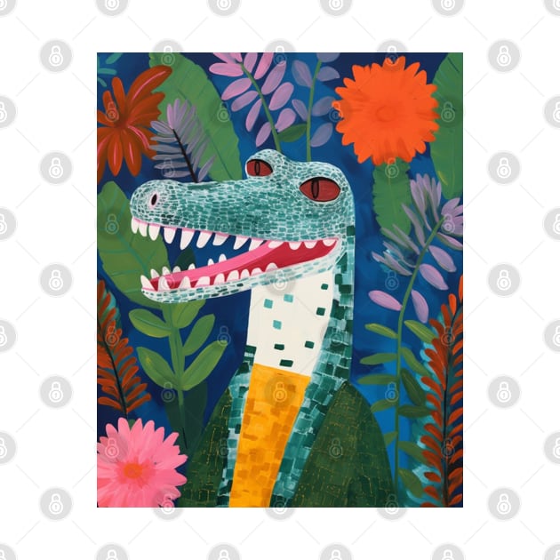 Crocodile and flowers by Geek Culture