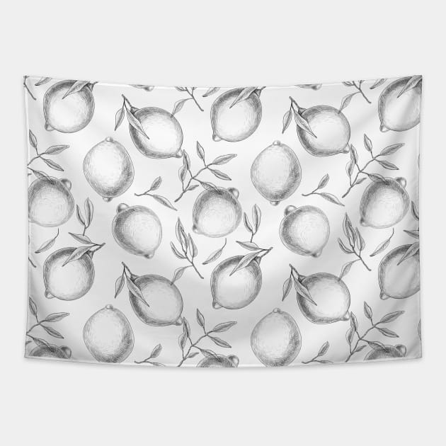 Hand drawn Lemon pattern Tapestry by katerinamk