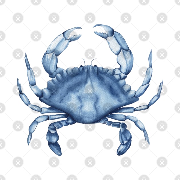 Watercolor blue crab by InnaPatiutko