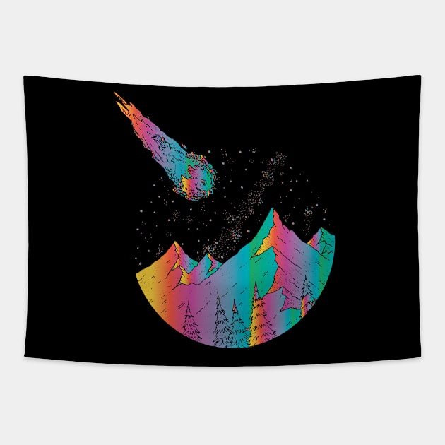 shooting stars and mountains Tapestry by lazykitty