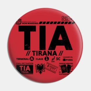 Vintage Tirana TIA Airport Code Travel Day Retro Travel Tag Albania Pin