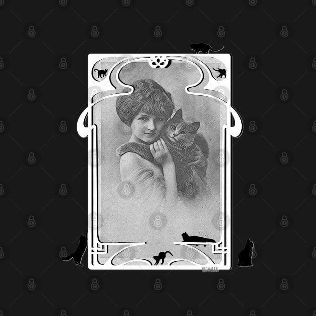 Vintage Design "Young Lady with her Cat" by scatharis