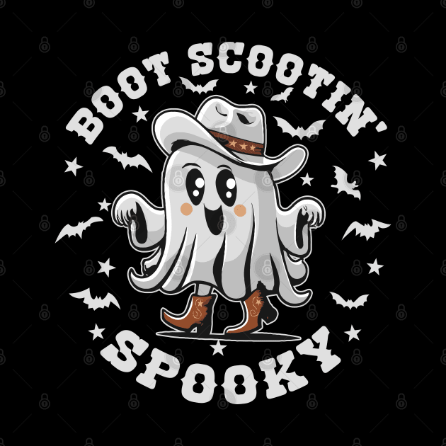 Cute Boot Scootin' Spooky Halloween Ghost Kid's Girls Halloween Western Country by TeeCreations