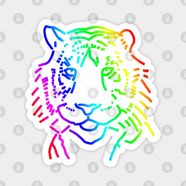 Rainbow Tiger Magnet by ellenhenryart