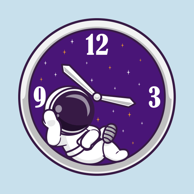 Cute Astronaut Relaxing In Clock Cartoon by Catalyst Labs