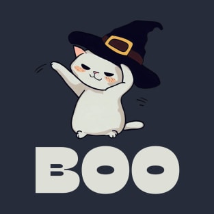 Boo dabbing cat witch hat halloween gift T-Shirt