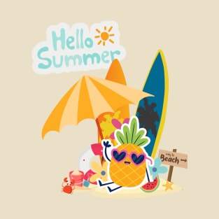 Hello Summer, Funny Summer Time, Pineapple Summer T-Shirt