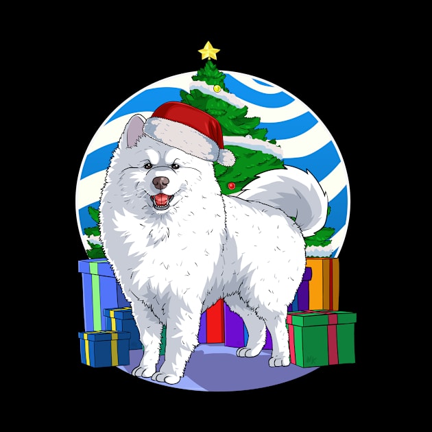 Samoyed Dog Cute Santa Christmas Gift by Noseking