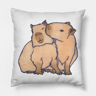 Capybara Couple Pillow