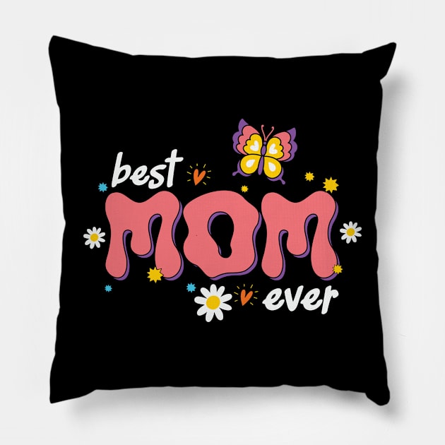 Best Mom Ever Retro Mama Pillow by Crafty Pirate 