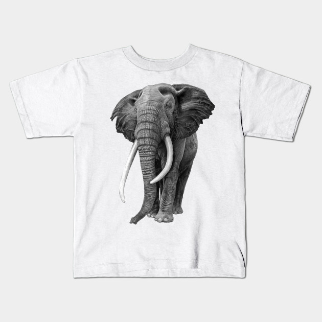 Bull Elephant Drawing In Pencil Elephant Kids T Shirt
