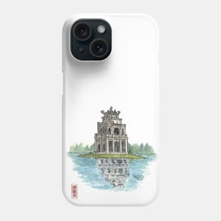 Turtle Tower Hanoi Vietnam (Hồ Hoàn Kiếm) Illustration Phone Case