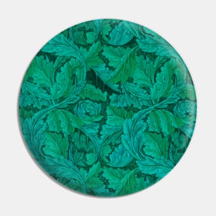 Vintage Victorian Wallpaper Remix - Turquoise Foliage Pattern Pin