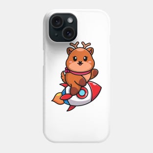 Cute deer riding rocket cartoon Phone Case