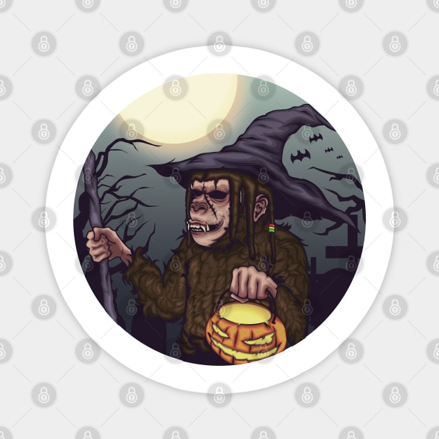 Hallowen - wizard monkey Magnet by DTC-Studio