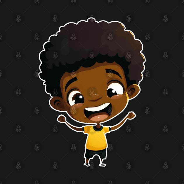 Happy Black Boy Mascot 2D Vector by Merchweaver