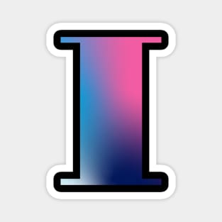 Capital Letter I Monogram Gradient Pink Blue White Magnet