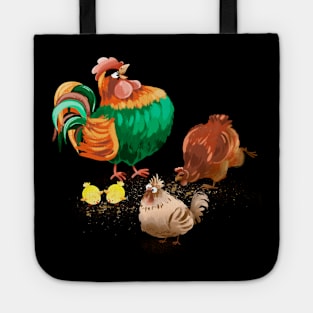 Chickens and cockerel Tote