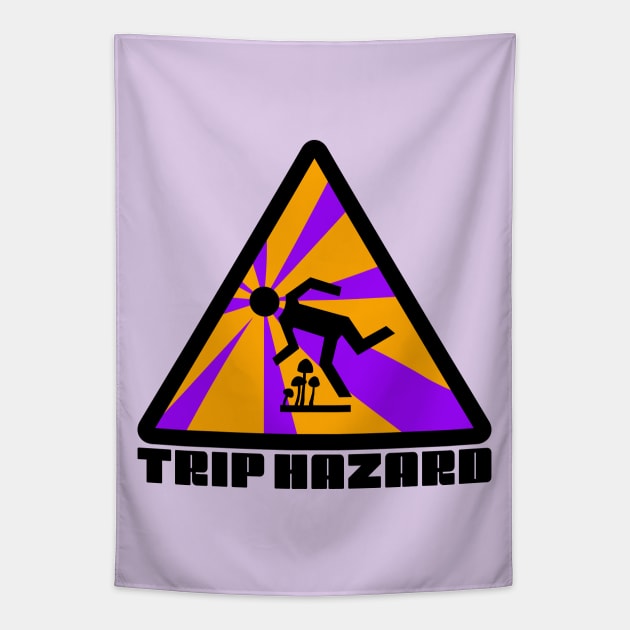 Purple Trip Hazard Psychedelic Warning Sign Tapestry by NeddyBetty